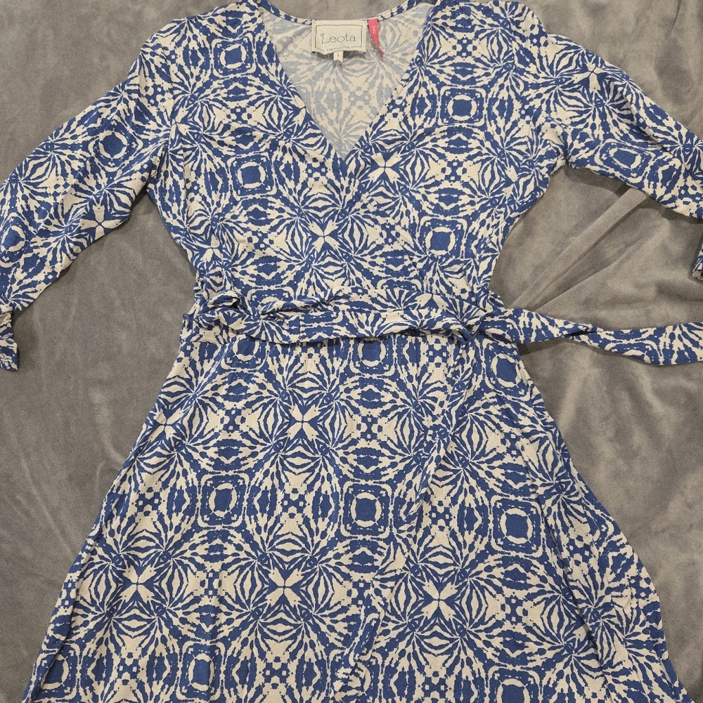 Blue and White Patterned Dress